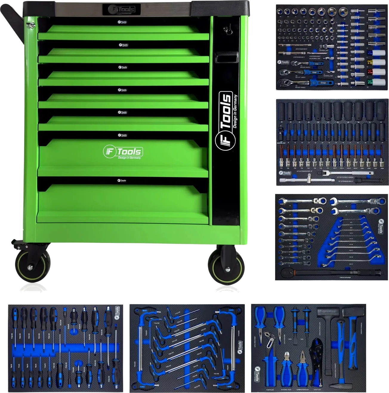 FTools 6-Drawer Equipped Workshop Trolley with Storage Compartment (VD)