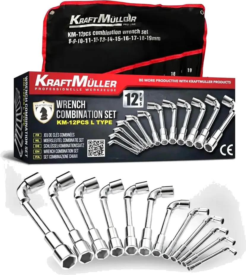 Hex Socket Wrench Set 8-19 mm, 12 Pieces (6-Sided)