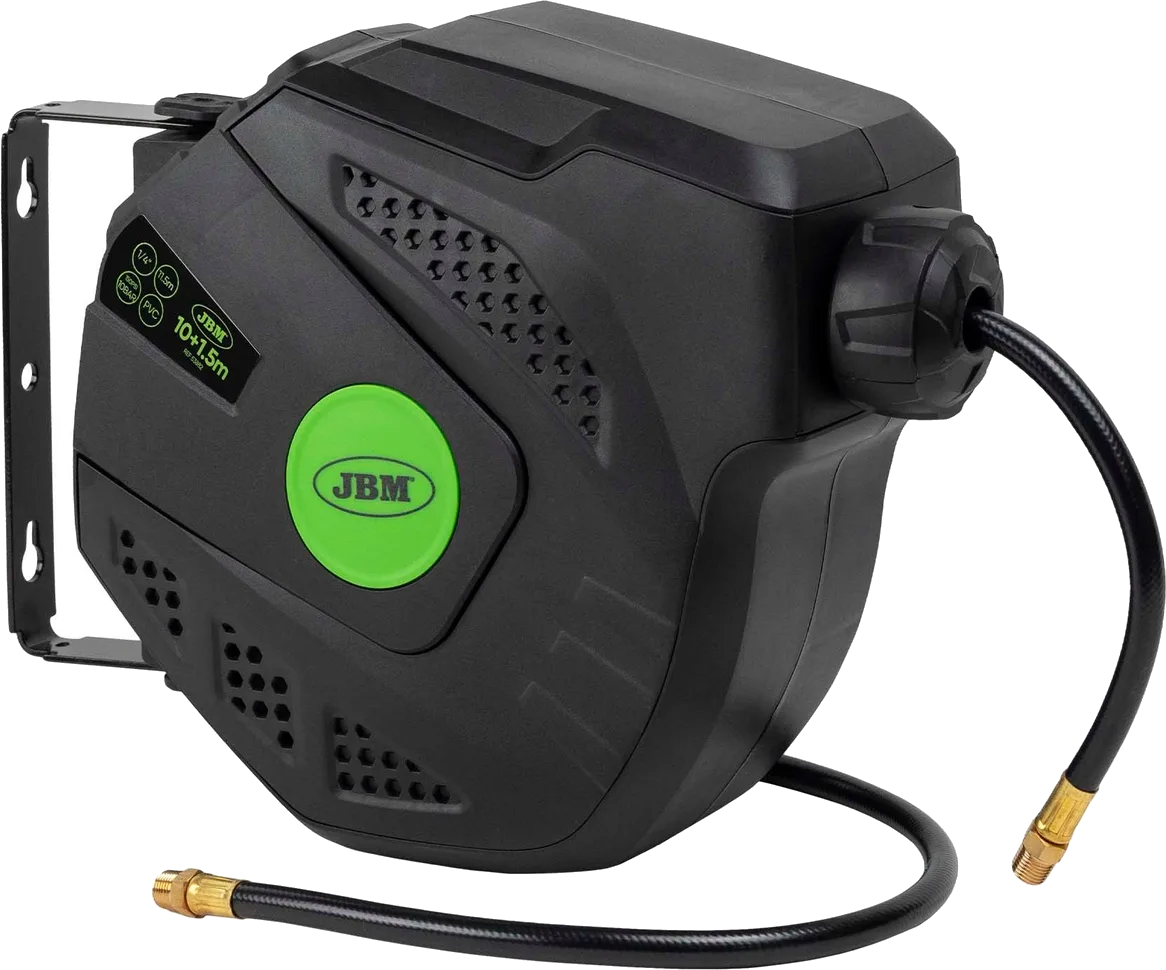 JBM Air Hose Reel with 10+1.5 m Hose, Green