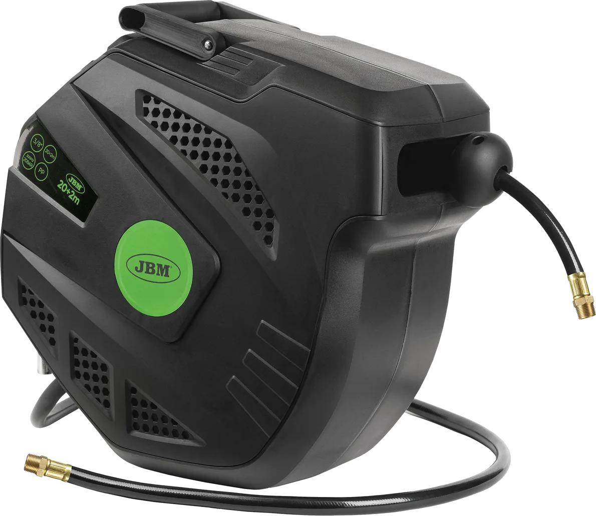 JBM Retractable Air Hose Reel with 20+2 m Hose, Green