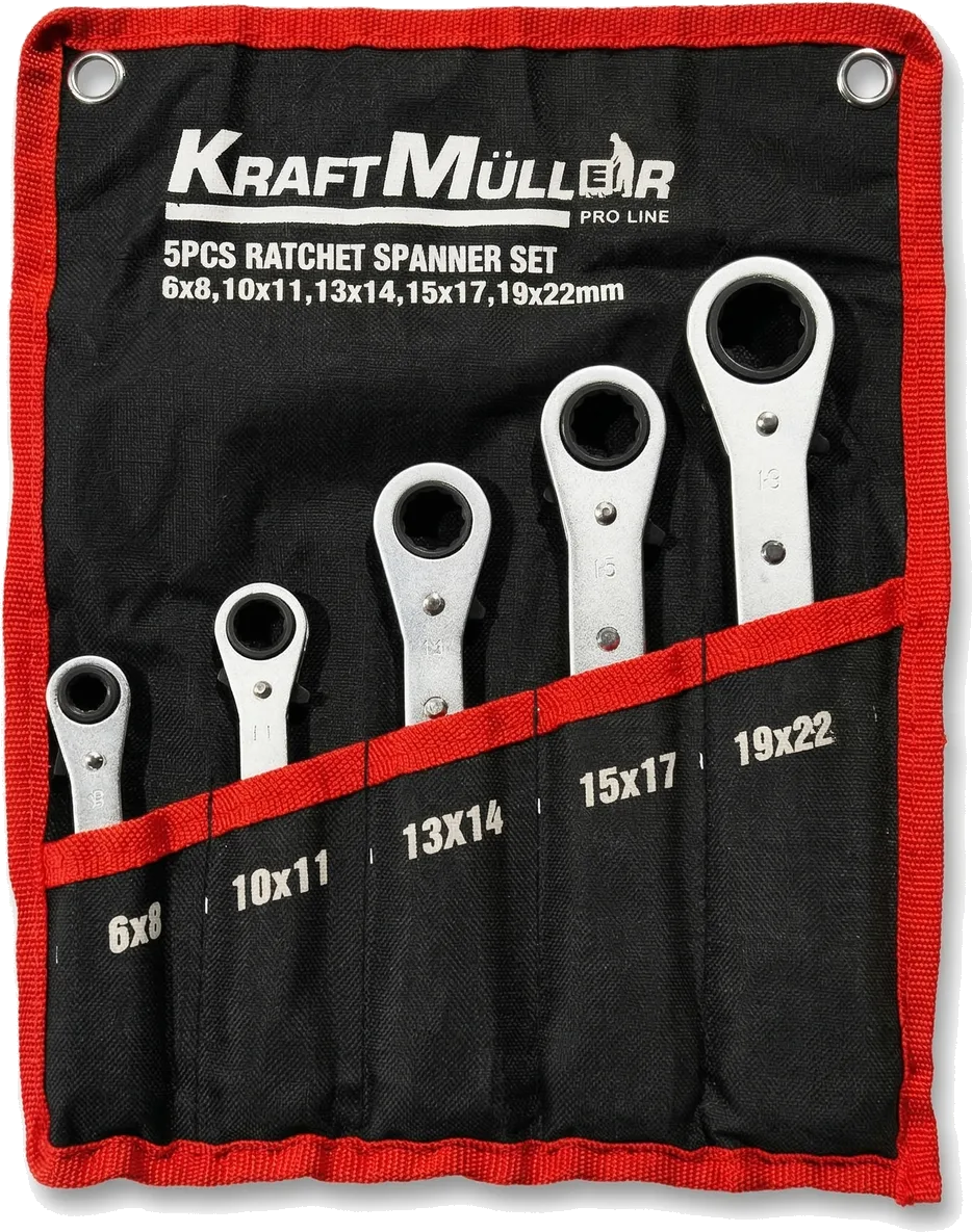 KraftMuller Ratchet Combination Wrench Set, 6-22 mm