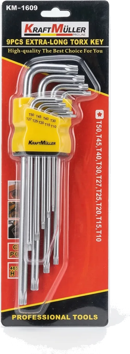 KraftMuller Extended Torx Key Set, 9 Pieces