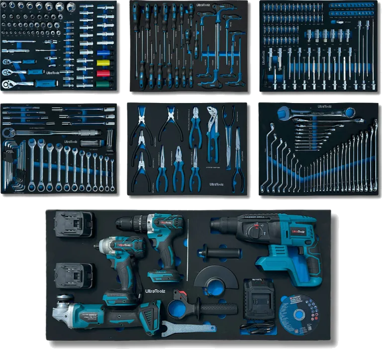 Hand tools and cordless power tools together