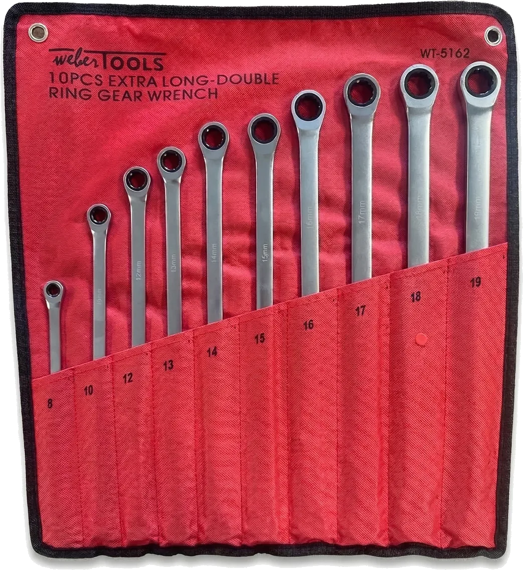 WeberTools Extended Ratchet Combination Wrenches 8-19 mm, 10 Pieces